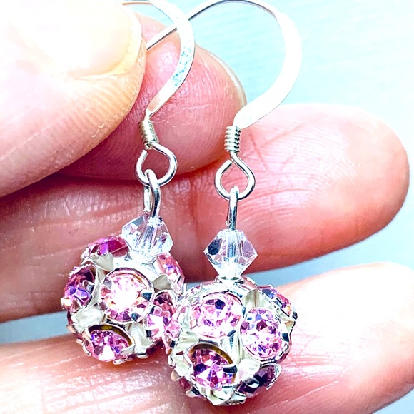 Handmade crystal balls and Swarovski crystals earrings - Picture 1 of 2